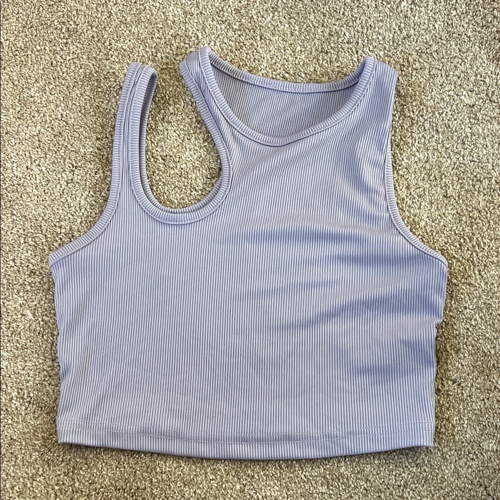 SHEIN Light Blue Ribbed Crop Top